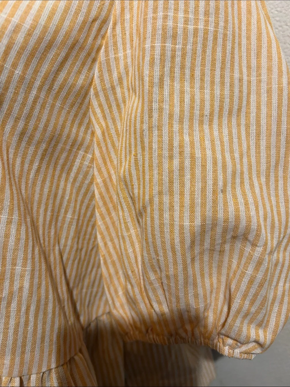 SHEIN Yellow Striped Tie-Front Puff Sleeve Blouse - Picture 5 of 7